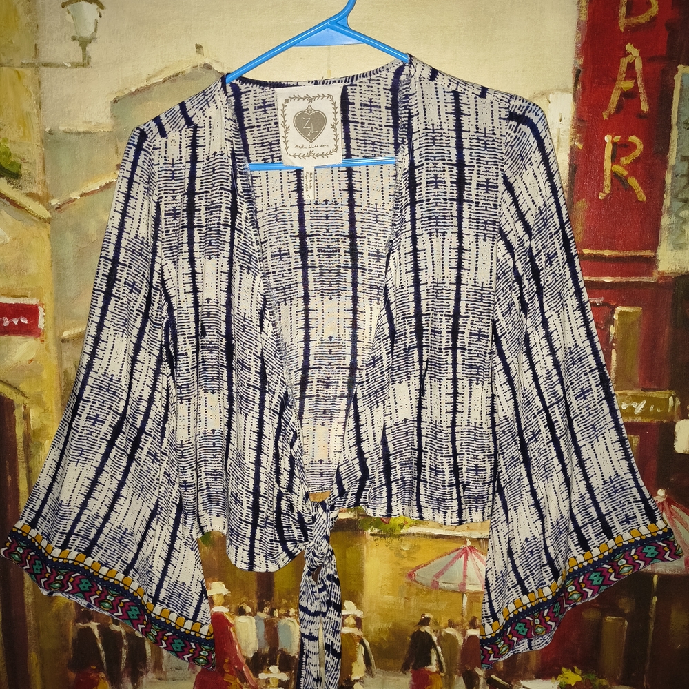 Chic Navy and White Women's Blouse